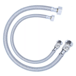 PAIR of 15mm x 1/2" Flexible Tap Tails 500mm Long 50cm with Built In Valve