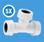 5 x McALPINE Universal Overflow Pipe Equal Tee Branch fits 19-23mm 3/4" Pipe R3M