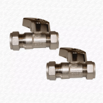 2 x 15mm Decorative Chrome Isolation Valve With Chrome Lever 15mm Shut Off Valve