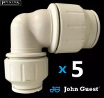 5 X 22mm x 15mm Reducer Elbow John Guest Speed Fit Reducing Bend Quick Fit Push