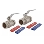 Pair of 28mm Lever Valves Full Bore Hot & Cold Ball Type Shut Off Universal