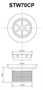 70mm Shower Drain Top Waste Chrome Plated ABS with Short Hair Trap Dip Tube STW - Image 3