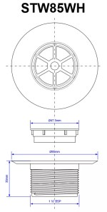 85mm Shower Drain Top Waste White ABS with Long Hair Trap Dip Tube STW - Image 3