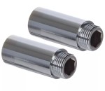 PAIR of Chrome Bib Tap Extensions Fixed Length 1/2" x 40mm Male to Female Joiner