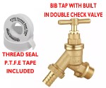 Hose Union DOUBLE CHECK VALVE Bib Tap 1/2" Brass Kit with 20mm Wall Plate Elbow - Image 2