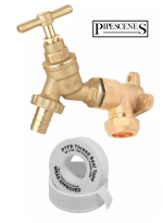 Outdoor Garden Tap Hose Union Bib Tap 1/2" Brass Kit with 22mm Wall Plate Elbow