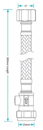 2 x Flexible Tap Connectors With Built in Isolating Valves Shut Off 15mm X 1/2" - Image 3