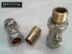 PAIR of 15mm x 1/2" BSP Adaptors for Flexible Tap Tails to Isolating Valve Etc.. - Image 4