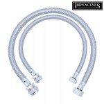 PAIR of 15mm x 1/2" Long Flexible Tap Tail Connectors 500mm Long 50cm