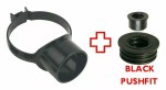 Black 110mm Soil Pipe Pipe Strap On Boss to 21.5mm Overflow Condensate Pushfit - Image 2