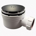 NEW Matt Black 90mm High Flow Shower Tray Waste Drain Trap BRASS METAL TOP