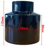 Black 110mm Soil Pipe Adapter Reducer to 55mm Waste Pipe Pushfit Rubber - Image 4