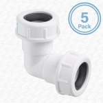 5 x McALPINE Universal Overflow Pipe Elbow Bend fits 19-23mm 3/4" Pipe R2M