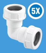 5 x 21.5mm Pipe Elbow Compression No Glue Needed Overflow Condense Pipe Bend