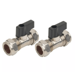 2 x 15mm Chrome Isolation Valve With Handy Finger Lever 15mm Shut Off Valve Ball