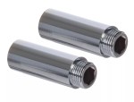 Bib Tap Extensions Pair of Chrome Fixed Length 1/2" x 50mm Male to Female Joiner
