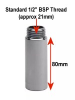 Shower Arm Extensions PAIR of Chrome Fixed Length 1/2" x 80mm Male to Female - Image 2