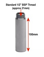 PAIR of Chrome Bib Tap Extensions Fixed Length 1/2" x 100mm Male - Female Joiner - Image 3