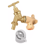Hose Union DOUBLE CHECK VALVE Bib Tap 1/2" Brass Kit with 22mm Wall Plate Elbow