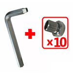 10 PACK Radiator Lockshield Valve Tails with Radiator Spanner Key - 1/2" x 3/4"