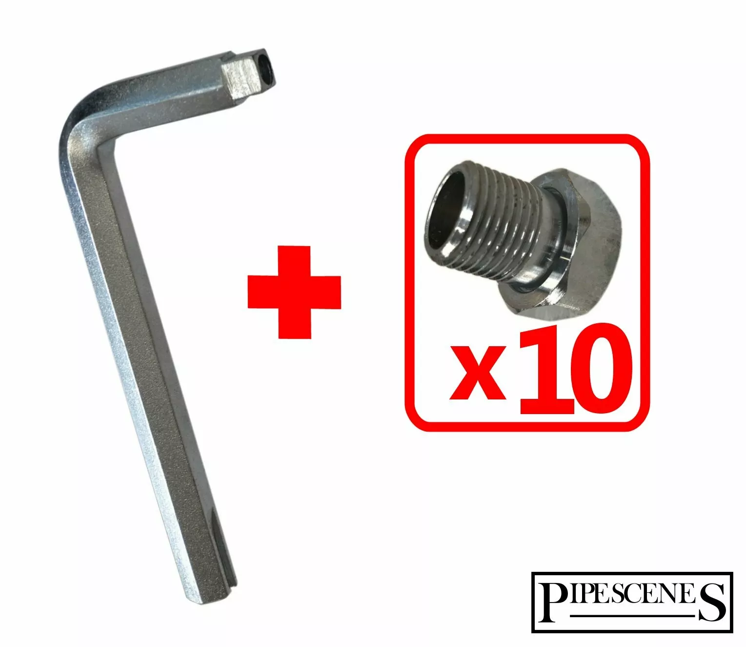 10 PACK Radiator Lockshield Valve Tails with Radiator Spanner Key - 1/2 ...