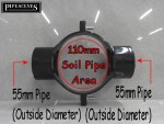 110mm x 50mm 55mm + 50mm 55mm Twin Double Strap on Boss for Soil Pipe - Image 2