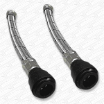 PAIR of Pushfit Flexible Tap Connectors 15mm x 1/2" 300mm WRAS Approved 30cm