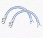 PAIR of Flexible Tails for Bath Taps with Iso Valves 15mm x 3/4" x 300mm Long