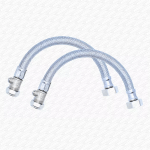 PAIR of Flexible Tails for Bath Taps with Iso Valves 15mm x 3/4" x 300mm Long