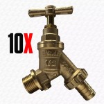 10 x DOUBLE CHECK Outdoor Garden Tap Hose Union Bib Tap 1/2" Brass WRAS APPROVED