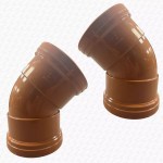 PAIR of 110mm Drainage Pipe Fittings 45 Degree Bends Double Socket - Image 3