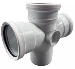 Osma 110mm Cross Tee 4 - Way Double Branch 92.5° White Push Fit 4S230W - Image 3