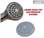 LOW PRESSURE Easy Clean Shower Head Handset for Hard Water Areas Rub Clean 1/2" - Image 2
