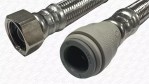 150mm Short Braided Flexible Tap Connector | 15mm Compression x 1/2" Female BSP Thread | 15cm Ultra-Compact Hose - Image 2