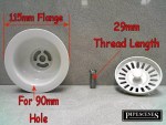 Kitchen Sink Basket Strainer Waste Drain Coloured White for 90mm Hole - Image 3