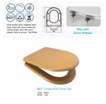 Oak Effect MDF Wooden D Shape Toilet Seat - Soft Close - Top Fix - Quick Release - Image 2