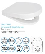 Short D ONE Toilet Seat Top Fix Soft Close Fits... RAK Compact - Tavistock Micra - Image 2