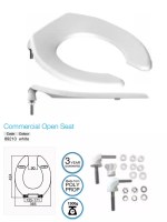 Quality Commercial C Shape Toilet Seat - Heavy Duty Fixings Included - White - Image 3