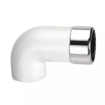 LONG EXTENDED Chrome Waste Pipe 32mm 35mm to Plastic Adaptor Elbow 90° Degree