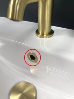 Brushed Brass Gold Basin Overflow Hole Cover | Decorative Sink Finishing Cap - Image 2