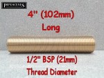 1/2" BSP Long Running Nipple in Brass 4" Long Ideal for Bespoke Tank Connectors - Image 2