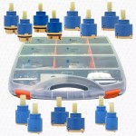 Plumbers Lever Tap Cartridge Box - 14 Mixer Tap Valves Repair Box 25mm 35mm 40mm