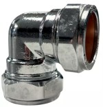 Chrome 28mm Compression 90 Degree Elbow | Right Angle Joint for 28mm Copper or Chrome Tube