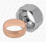 15mm Chrome Plated Compression Nut & Copper Olive