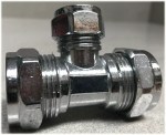 Chrome 22mm x 22mm x 15mm Reduced Tee Compression Ideal for Urinal Pipes etc...