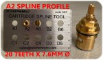 3/4" Bath Tap Ceramic Disc Cartridge Valves | A2 Profile 20 Spline Pair 57.8mm - Image 5
