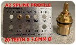 3/4" Bath Tap Ceramic Disc Cartridge Valves | A2 Profile 20 Spline Pair CL3 - Image 5