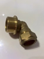22mm Compression x 1" BSP Male Iron Elbow Brass Fitting - Image 3