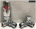NEW Quality Chrome Plated Corner Angled Towel Radiator Valve Pack TRV Thermo