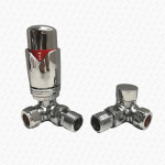 Premium Chrome Plated Corner Angled Thermostatic TRV Radiator Valve Set
